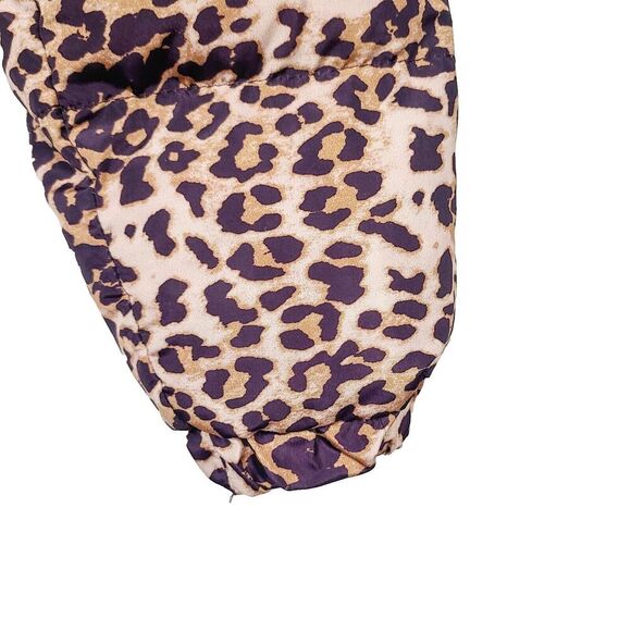 Lovers + Friends Cropped Puffer Jacket XS Brown Animal Leopard Print Full-Zip - Picture 4 of 10